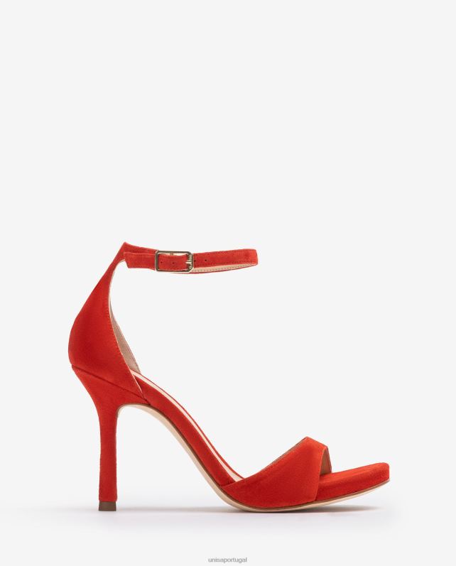 Unisa sandália camurça salto alto mulheres 6V2Z622 vermelho
