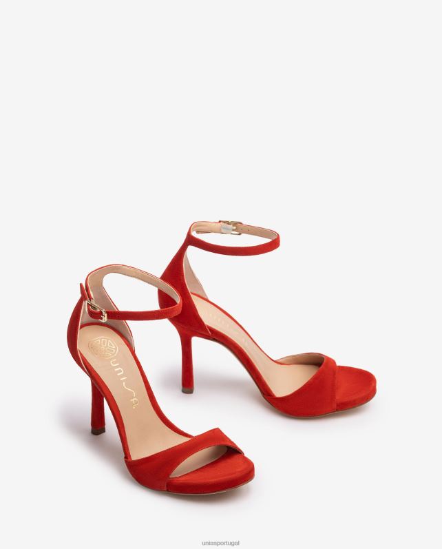 Unisa sandália camurça salto alto mulheres 6V2Z622 vermelho