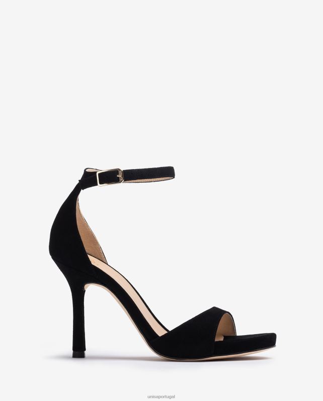 Unisa sandália camurça salto alto mulheres 6V2Z623 preto