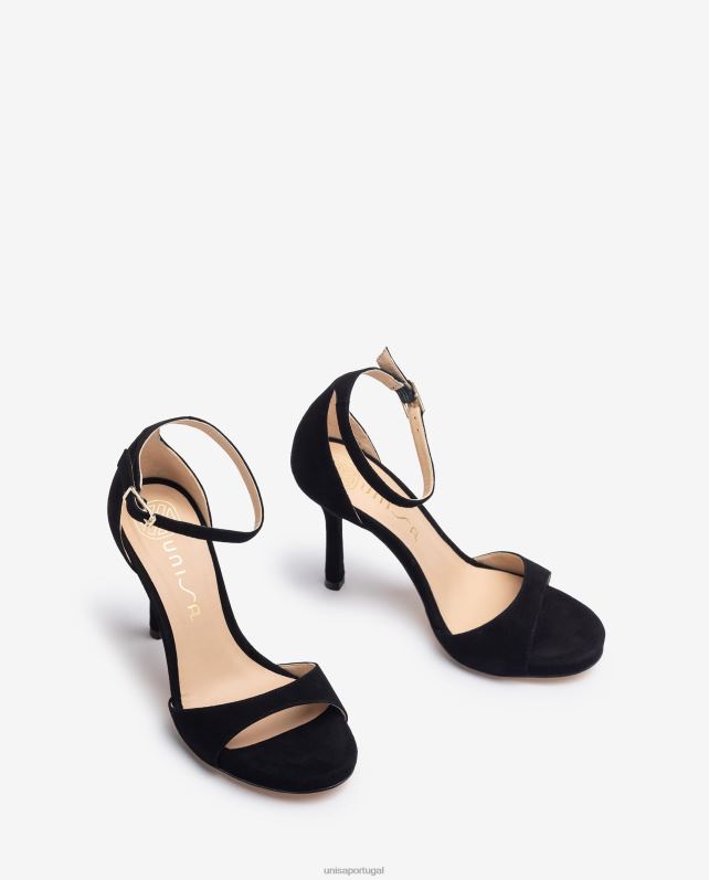 Unisa sandália camurça salto alto mulheres 6V2Z623 preto