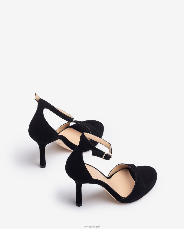 Unisa sandália camurça salto alto mulheres 6V2Z623 preto