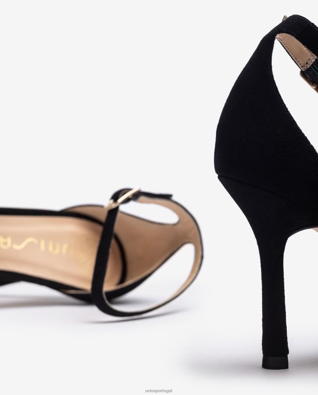 Unisa sandália camurça salto alto mulheres 6V2Z623 preto