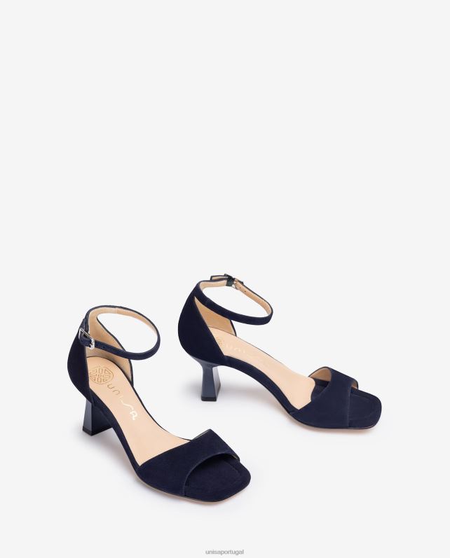 Unisa sandália camurça salto geométrico mulheres 6V2Z6364 azul