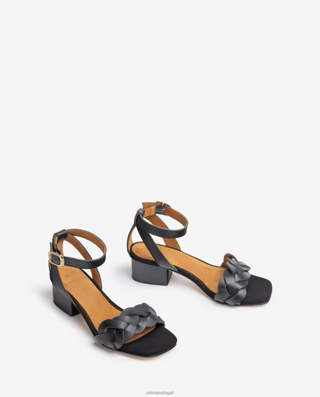 Unisa sandália com perfurações decorativas na gáspea mulheres 6V2Z6305 preto