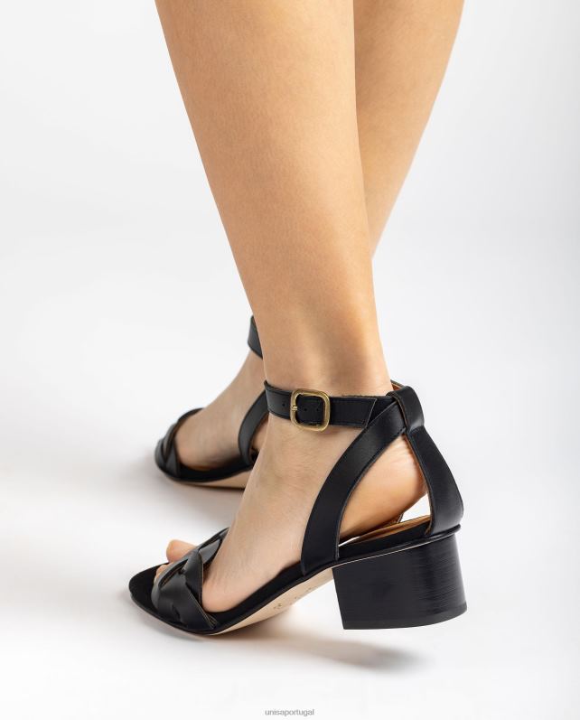 Unisa sandália com perfurações decorativas na gáspea mulheres 6V2Z6305 preto