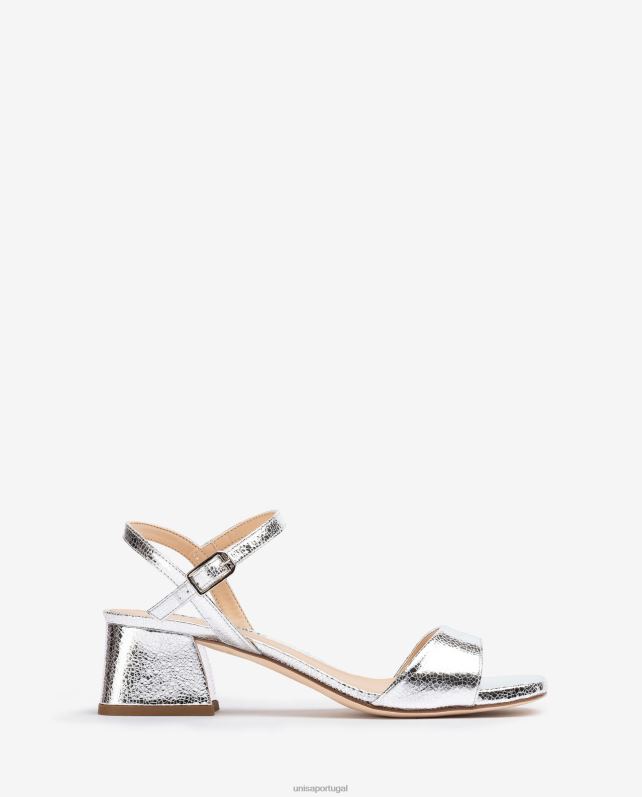 Unisa sandália com salto largo mulheres 6V2Z6151 prata