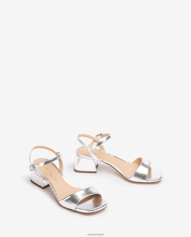 Unisa sandália com salto largo mulheres 6V2Z6151 prata