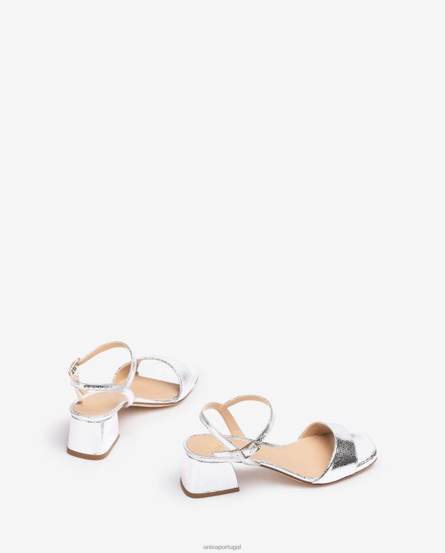 Unisa sandália com salto largo mulheres 6V2Z6151 prata