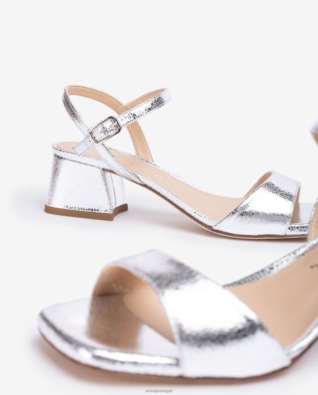 Unisa sandália com salto largo mulheres 6V2Z6151 prata