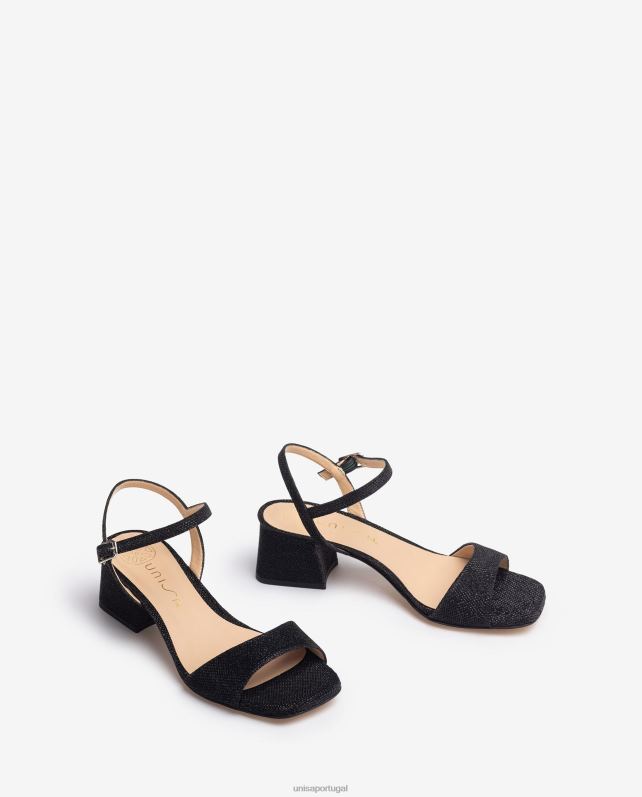 Unisa sandália com salto largo mulheres 6V2Z6152 preto