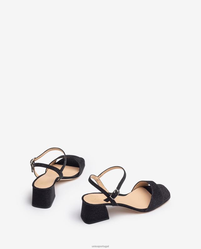 Unisa sandália com salto largo mulheres 6V2Z6152 preto
