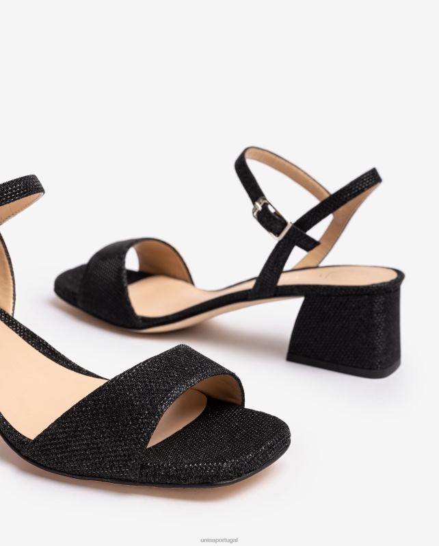 Unisa sandália com salto largo mulheres 6V2Z6152 preto