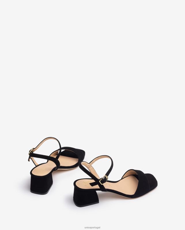 Unisa sandália com salto largo mulheres 6V2Z6153 preto