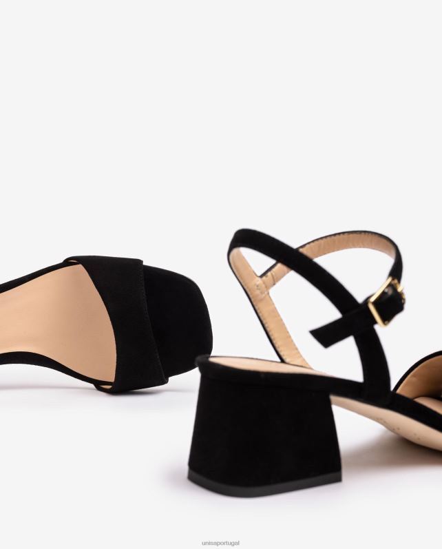 Unisa sandália com salto largo mulheres 6V2Z6153 preto
