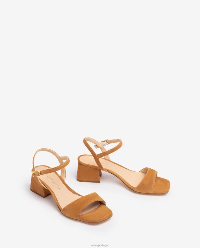 Unisa sandália com salto largo mulheres 6V2Z6154 marrom