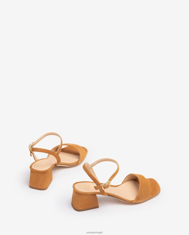 Unisa sandália com salto largo mulheres 6V2Z6154 marrom