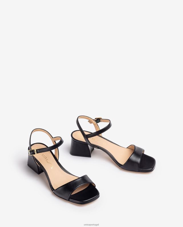 Unisa sandália com salto largo mulheres 6V2Z6158 preto