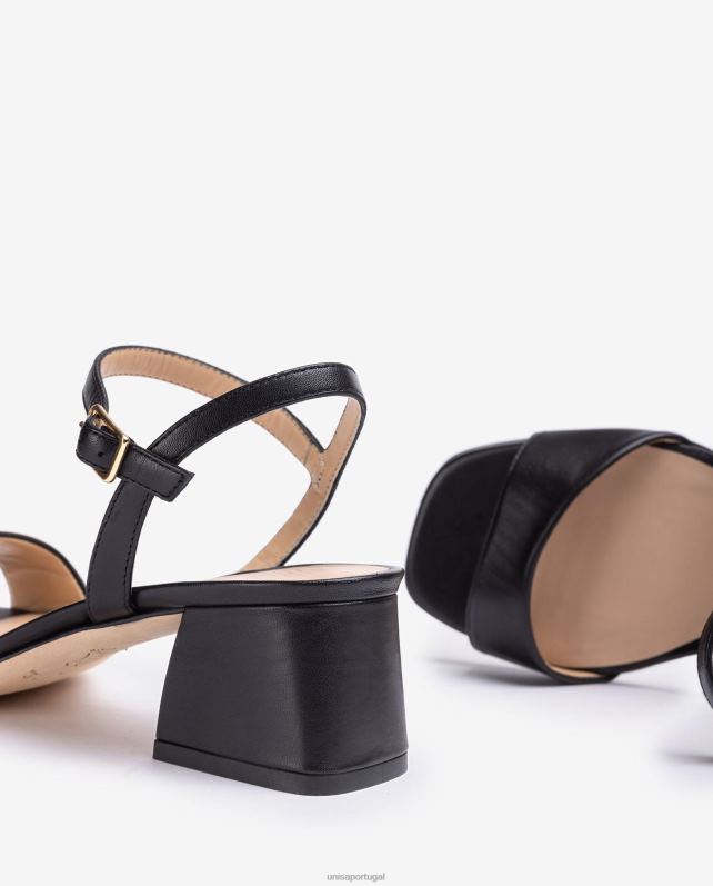 Unisa sandália com salto largo mulheres 6V2Z6158 preto