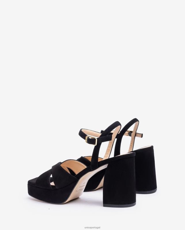Unisa sandália com salto largo mulheres 6V2Z6239 preto