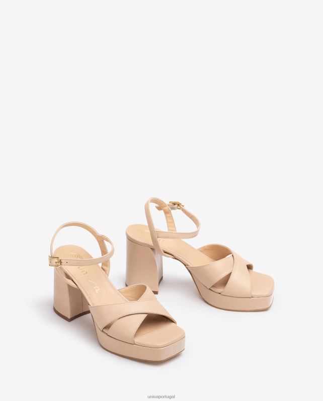 Unisa sandália com salto largo mulheres 6V2Z6240 bege