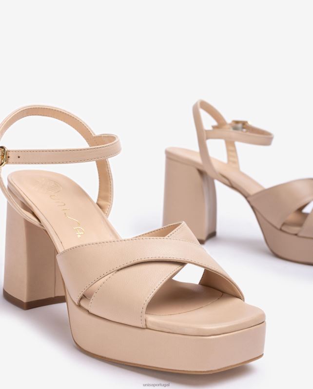 Unisa sandália com salto largo mulheres 6V2Z6240 bege