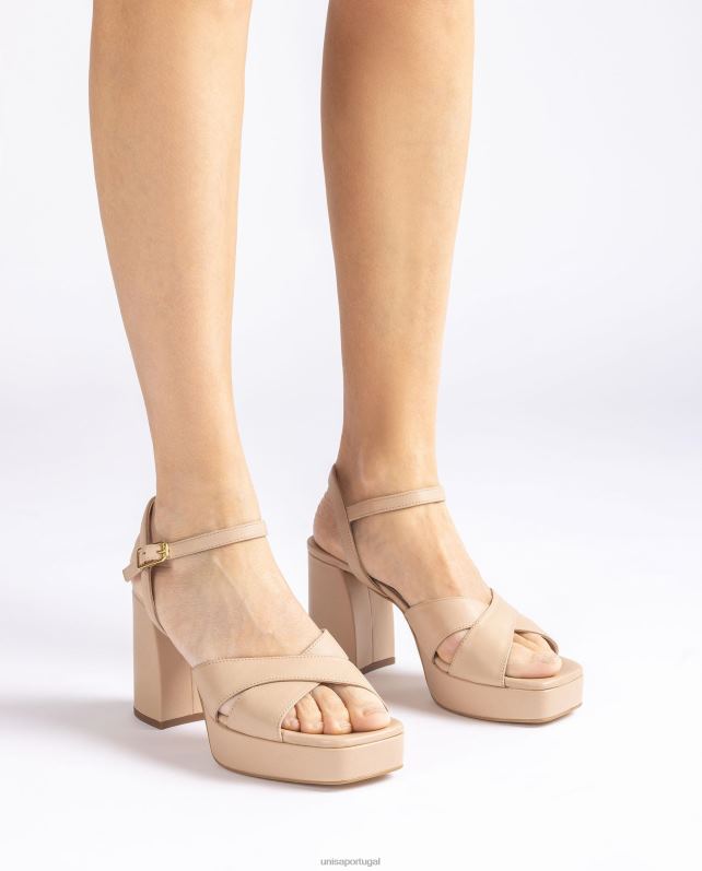 Unisa sandália com salto largo mulheres 6V2Z6240 bege