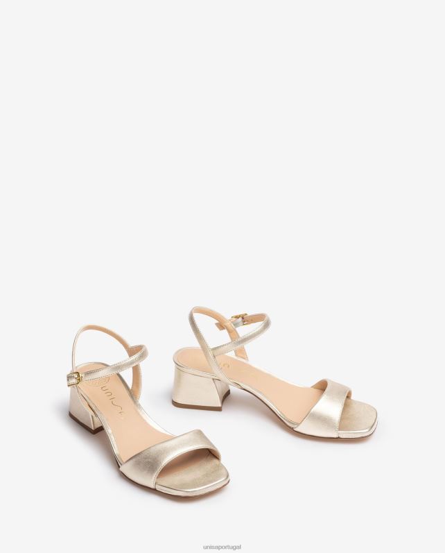 Unisa sandália com salto largo mulheres 6V2Z637 ouro