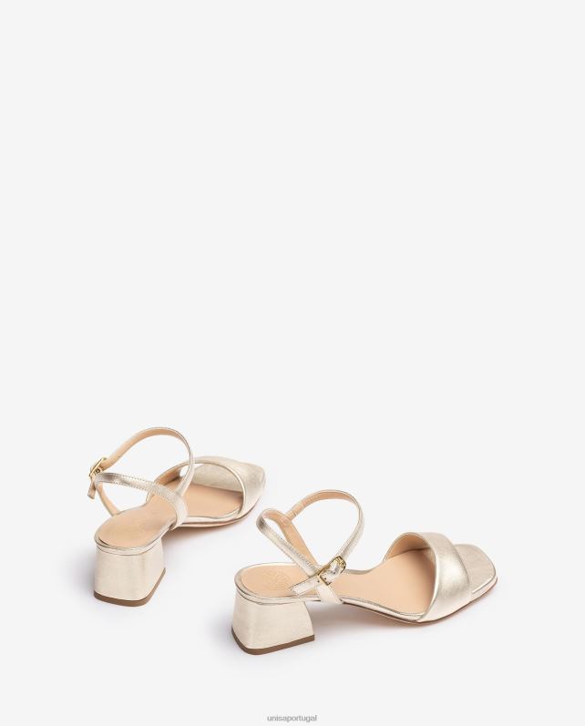 Unisa sandália com salto largo mulheres 6V2Z637 ouro