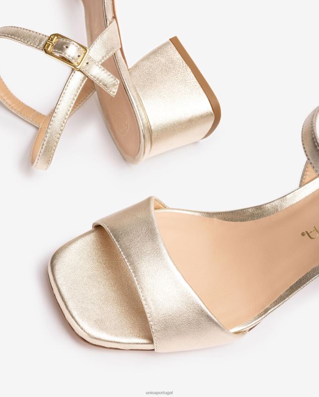 Unisa sandália com salto largo mulheres 6V2Z637 ouro