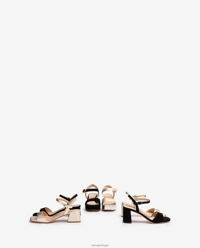 Unisa sandália com salto largo mulheres 6V2Z637 ouro
