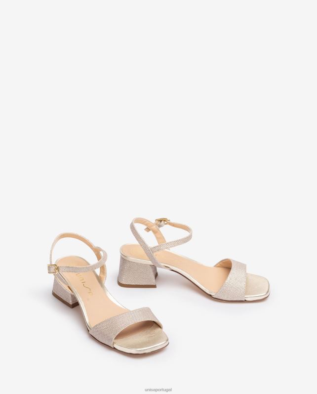 Unisa sandália com salto largo mulheres 6V2Z638 ouro