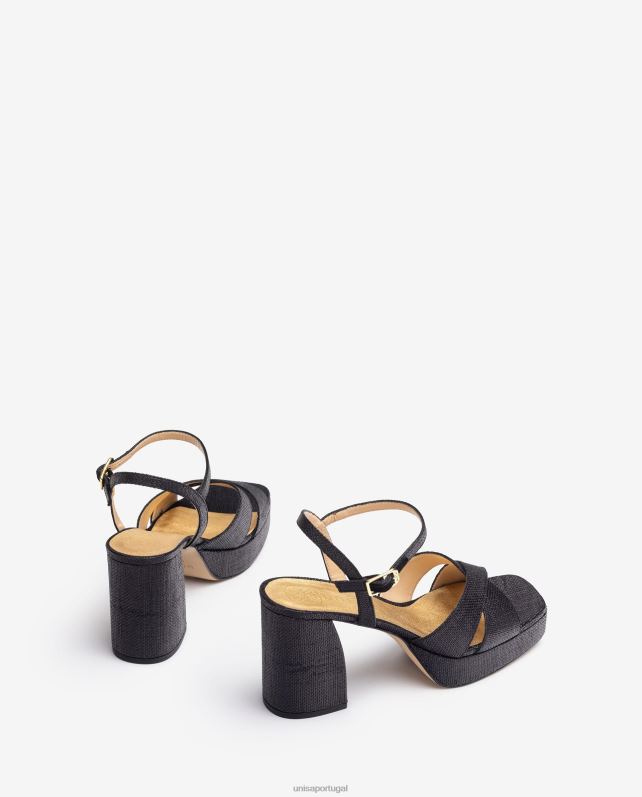 Unisa sandália com salto largo mulheres 6V2Z669 preto