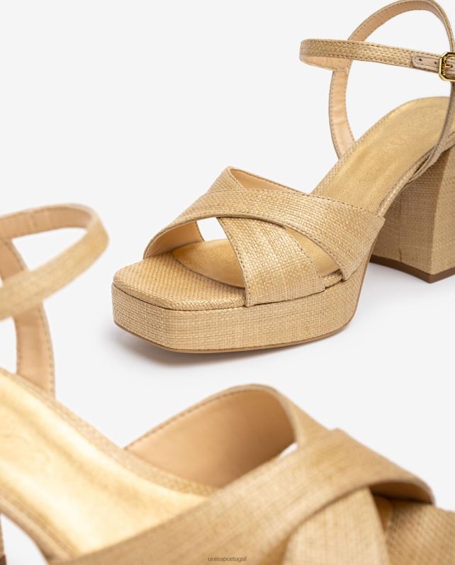 Unisa sandália com salto largo mulheres 6V2Z670 marrom