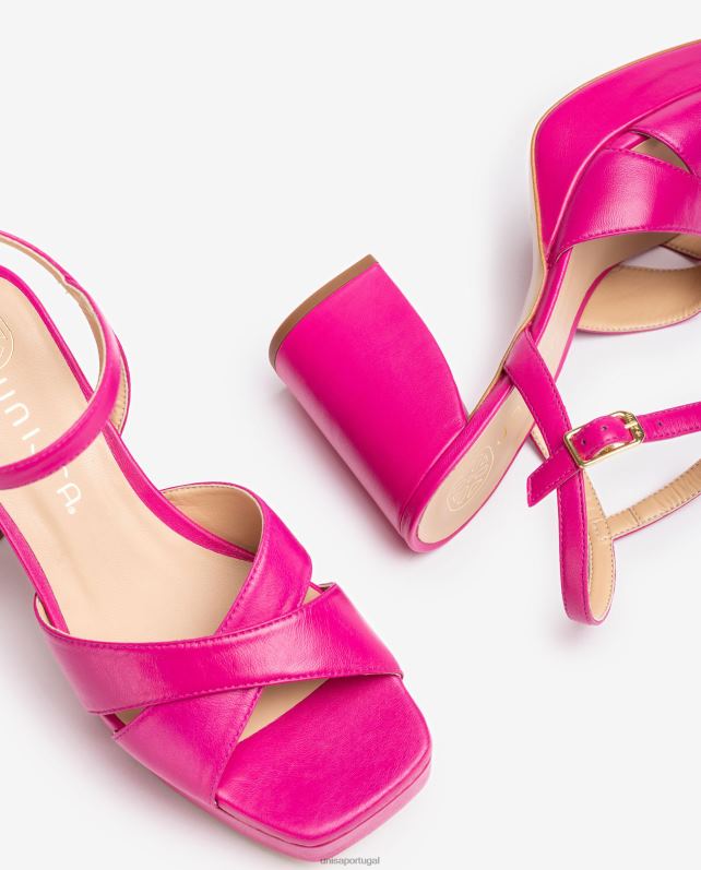 Unisa sandália com salto largo mulheres 6V2Z682 rosa