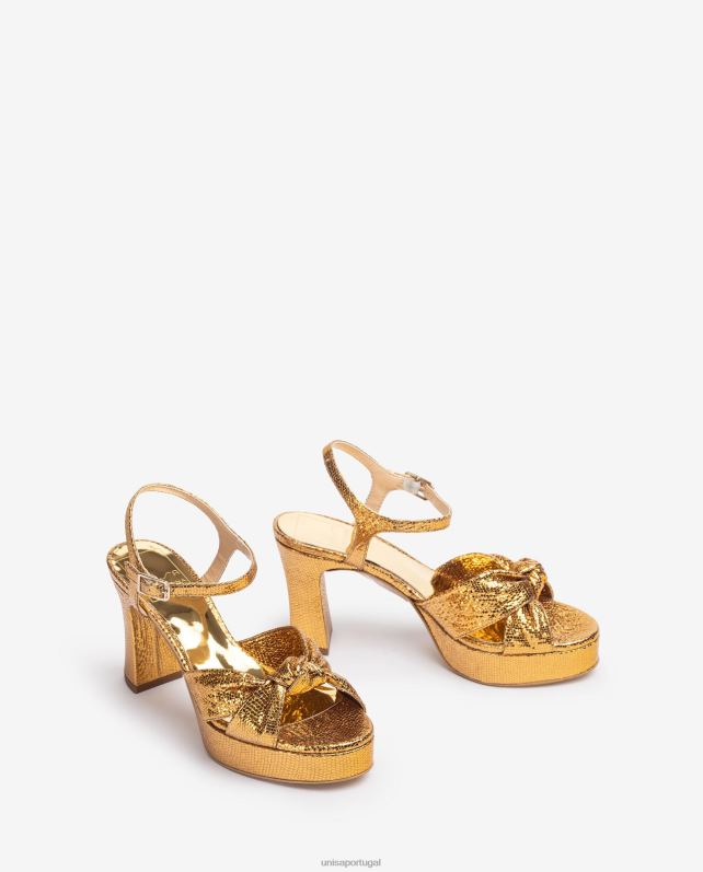 Unisa sandália com tiras amarradas mulheres 6V2Z61308 ouro