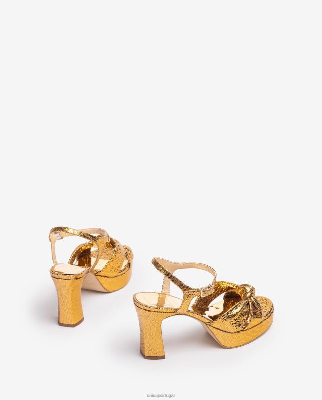 Unisa sandália com tiras amarradas mulheres 6V2Z61308 ouro