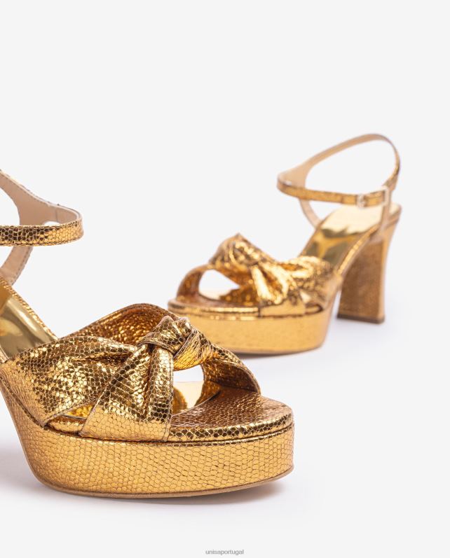 Unisa sandália com tiras amarradas mulheres 6V2Z61308 ouro