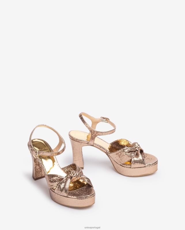 Unisa sandália com tiras amarradas mulheres 6V2Z61309 bronze