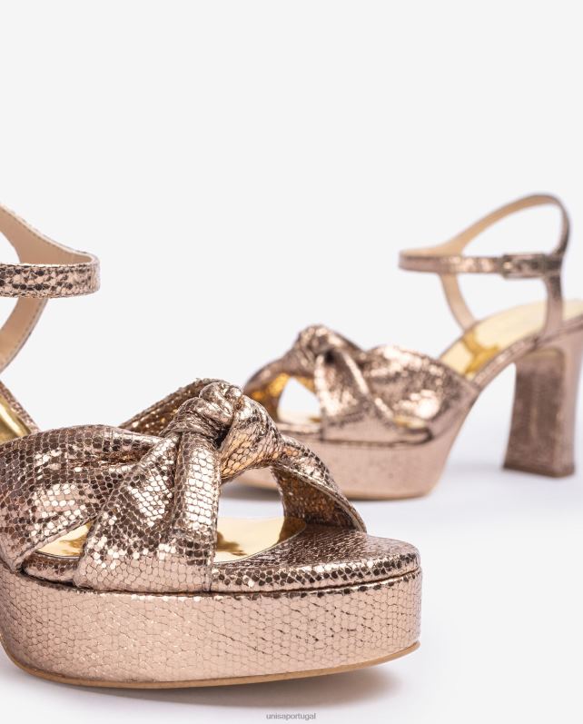 Unisa sandália com tiras amarradas mulheres 6V2Z61309 bronze