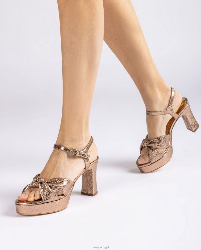 Unisa sandália com tiras amarradas mulheres 6V2Z61309 bronze