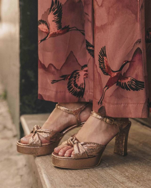 Unisa sandália com tiras amarradas mulheres 6V2Z61309 bronze