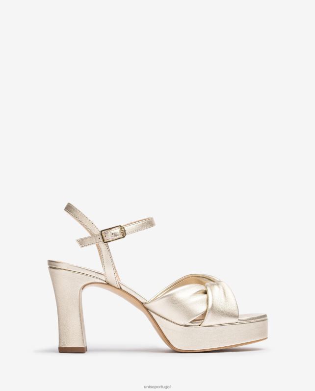 Unisa sandália com tiras cruzadas largas mulheres 6V2Z617 ouro