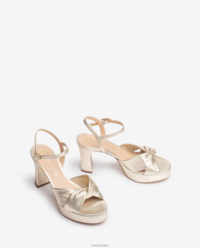 Unisa sandália com tiras cruzadas largas mulheres 6V2Z617 ouro