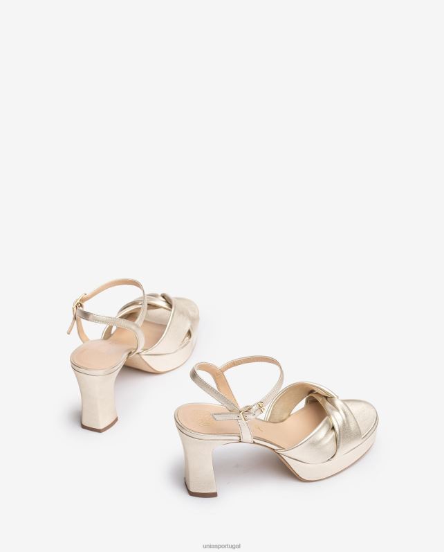 Unisa sandália com tiras cruzadas largas mulheres 6V2Z617 ouro