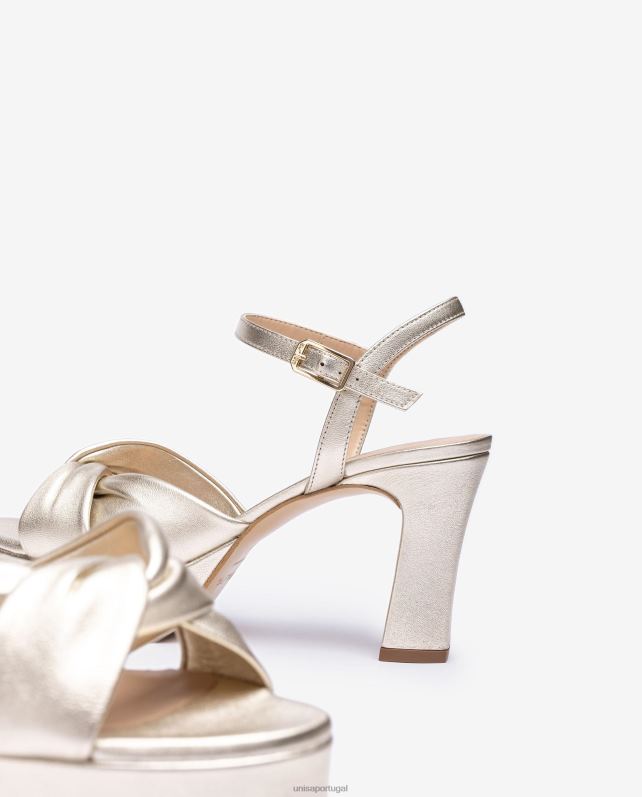 Unisa sandália com tiras cruzadas largas mulheres 6V2Z617 ouro