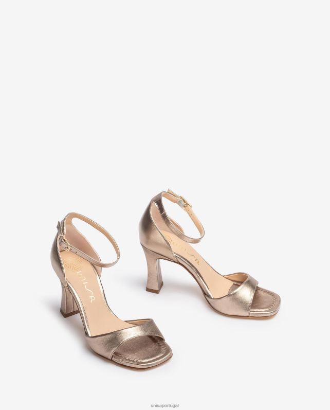 Unisa sandália d'orsay efeito metalizado com tira no tornozelo mulheres 6V2Z6262 moda