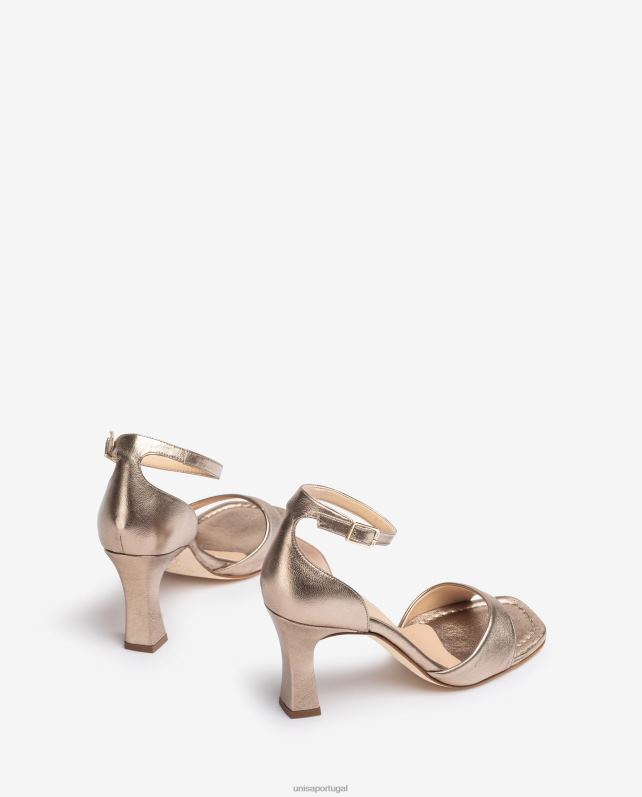 Unisa sandália d'orsay efeito metalizado com tira no tornozelo mulheres 6V2Z6262 moda