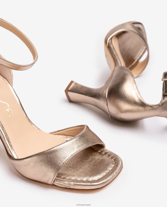 Unisa sandália d'orsay efeito metalizado com tira no tornozelo mulheres 6V2Z6262 moda