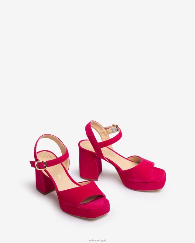 Unisa sandália de camurça com salto largo mulheres 6V2Z683 rosa