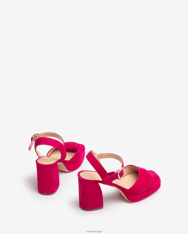 Unisa sandália de camurça com salto largo mulheres 6V2Z683 rosa